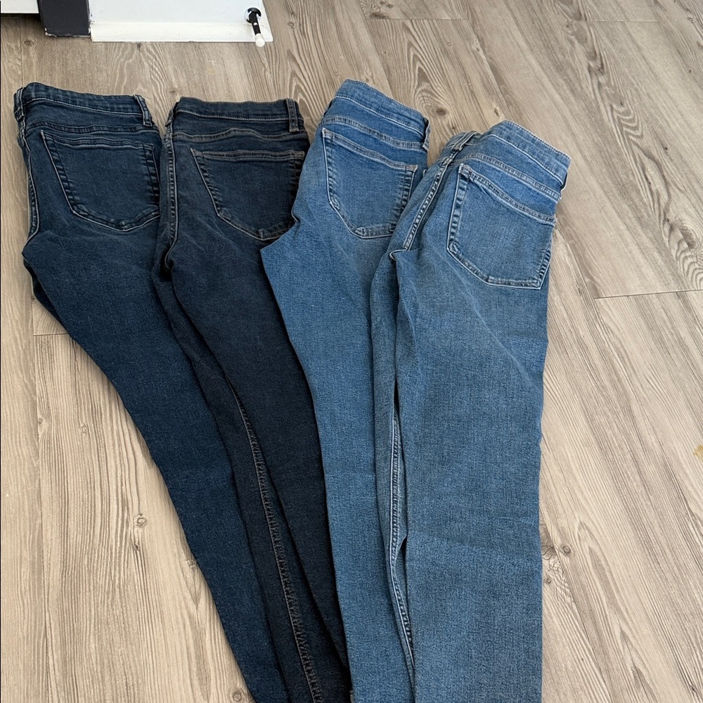 Topshop (JAMIE) Women’s High-Rise Skinny Jeans - Blue & Dark Blue lot of 4 jeans
